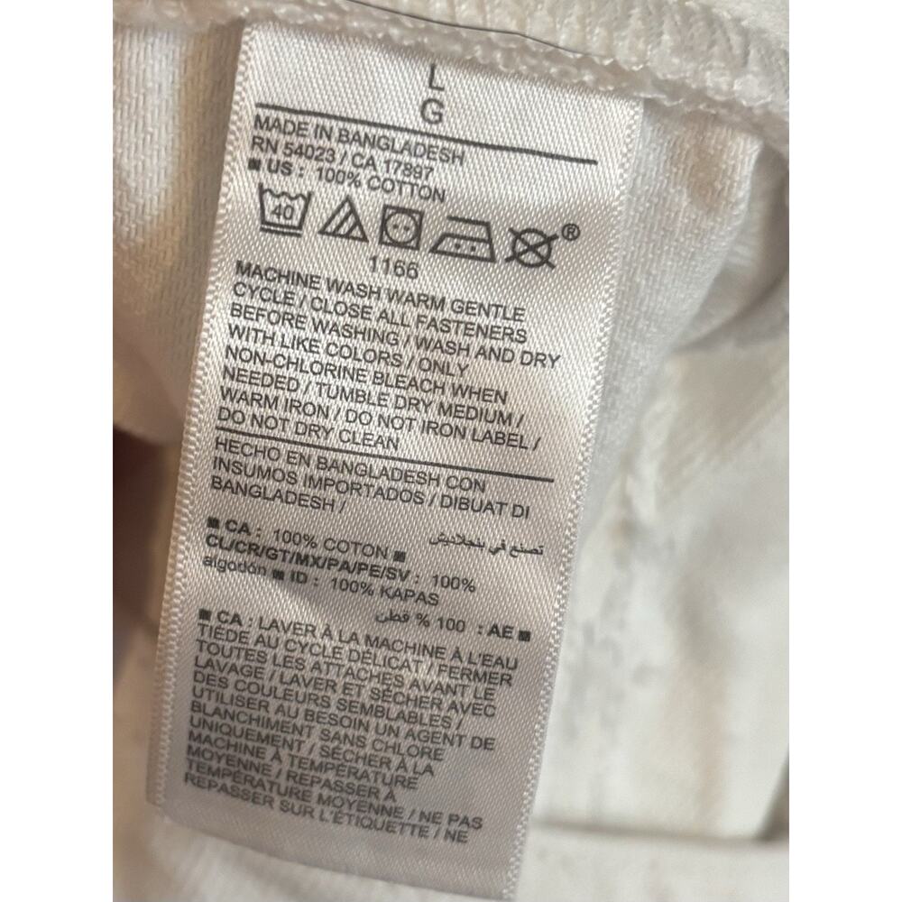 Old Navy White Denim Short Overalls Cotton Adjustable Straps Pockets L - Picture 7 of 7